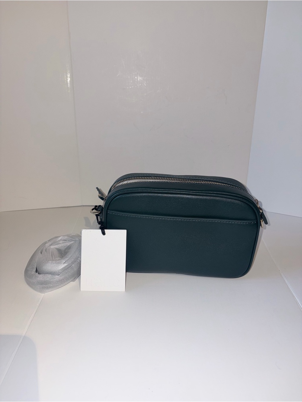 Women's Dark GreenCamera Crossbody Bag with Double Zip Compartments